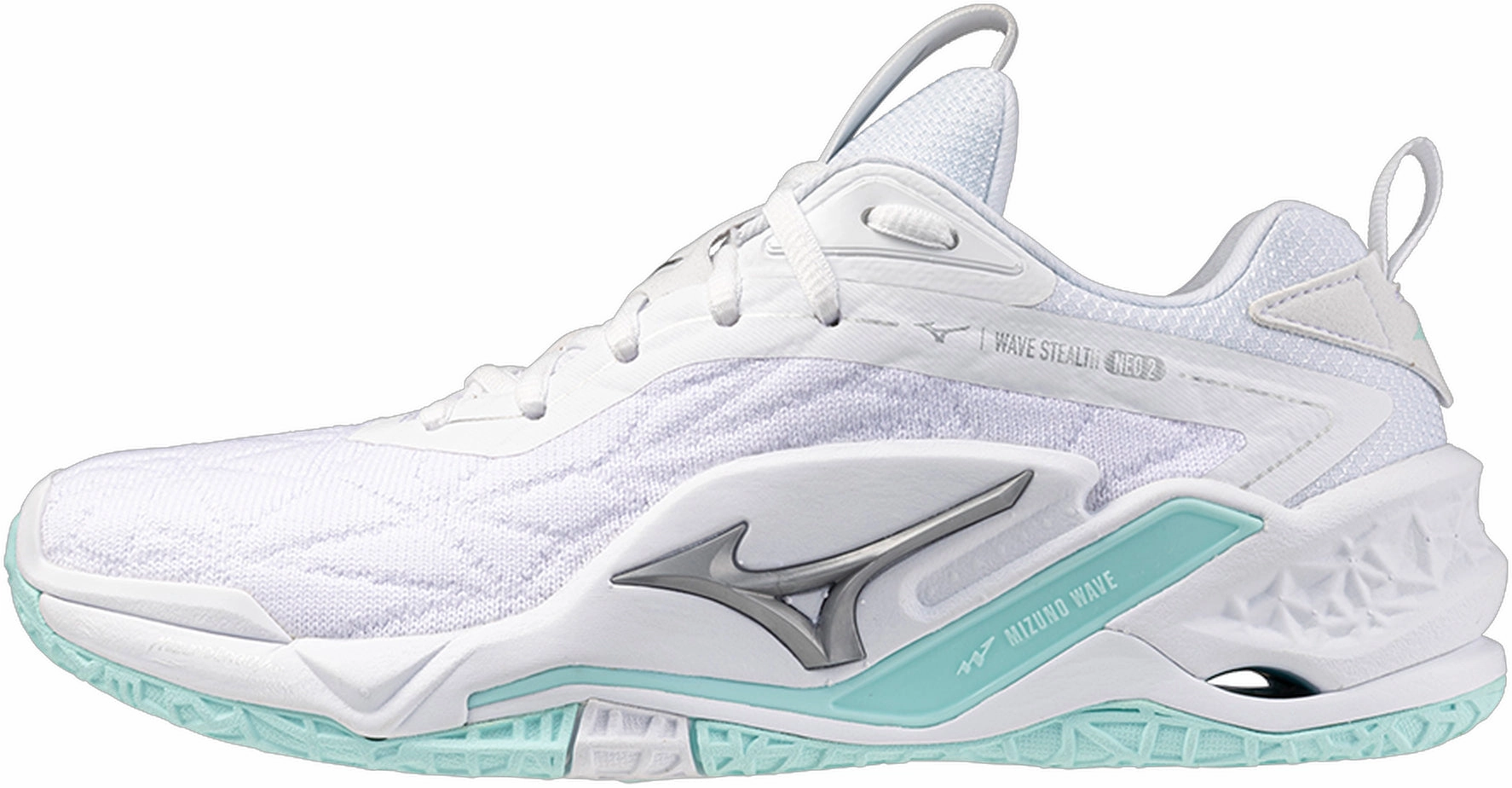 Mizuno Wave Stealth Neo 2 Womens Netball Shoes - White Energy Returning Heel