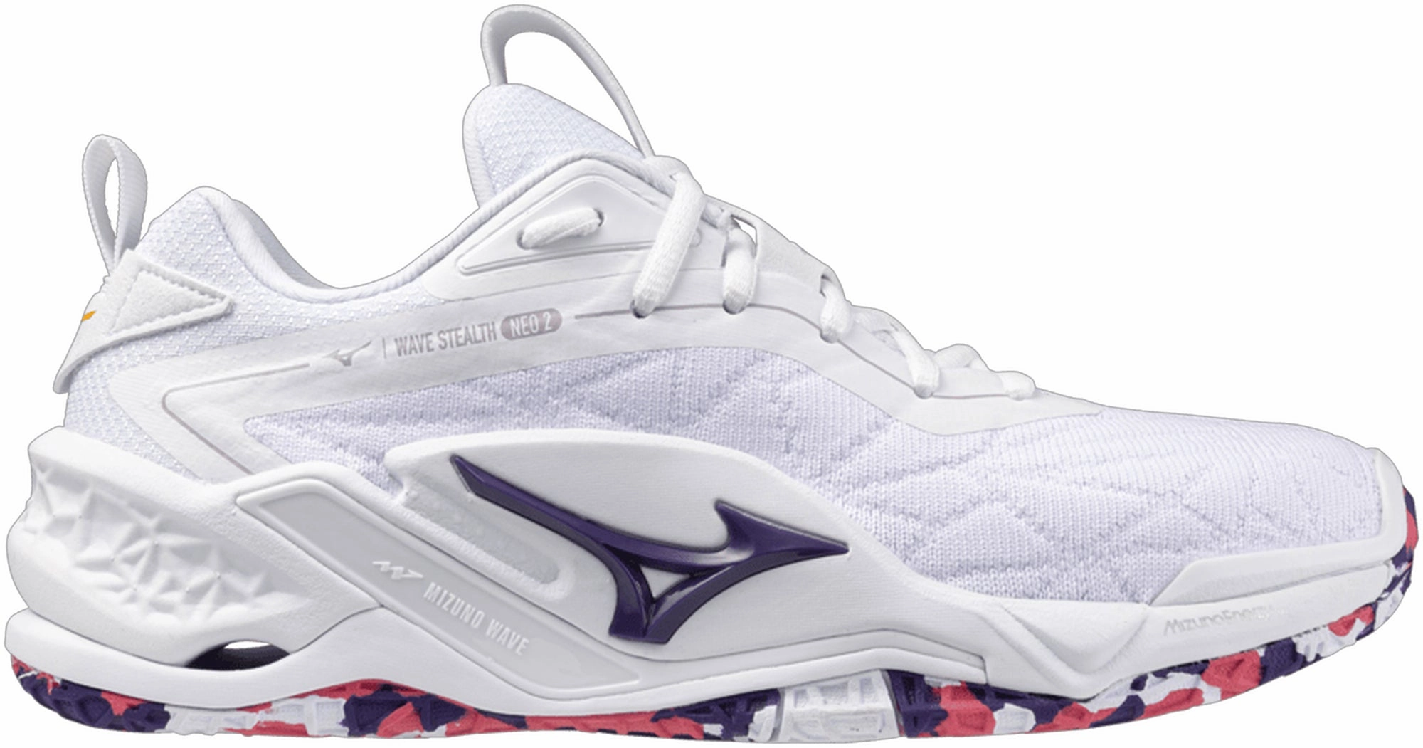 Leather Upper Comfortable Fitment Mizuno Wave Stealth Neo 2 Womens Netball Shoes - White