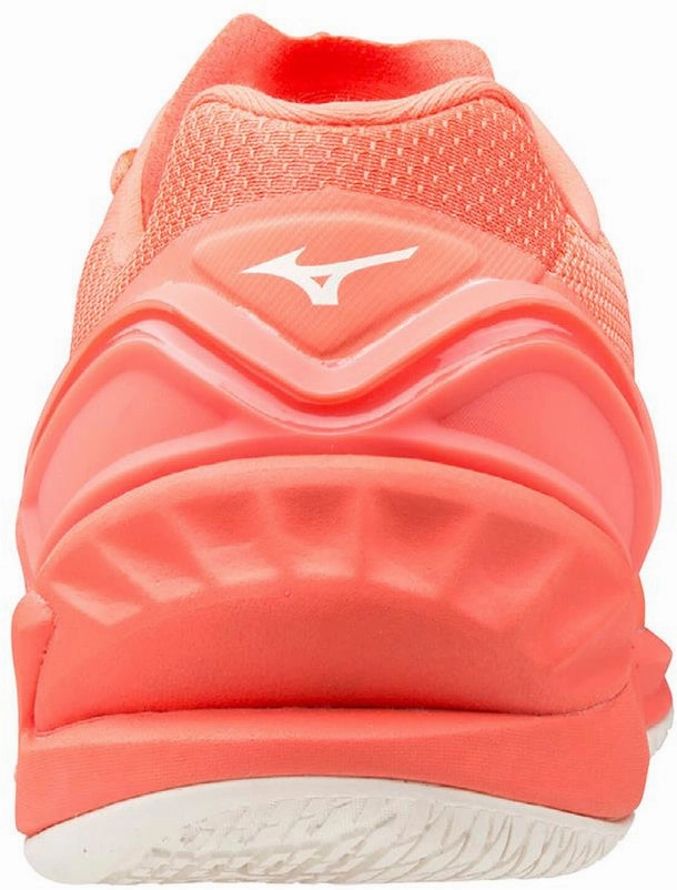 Mizuno Wave Stealth Neo Womens Netball Shoes - Orange Asymmetric Lacing Responsive Use