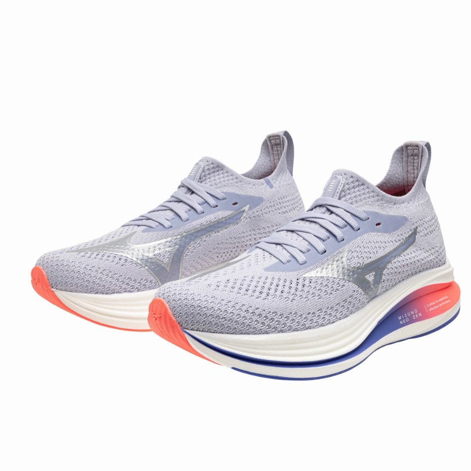 Molded Collar Padding Mizuno Women's Neo Zen Running Shoes in Icelandic Blue/Silver/Striking Coral AW25