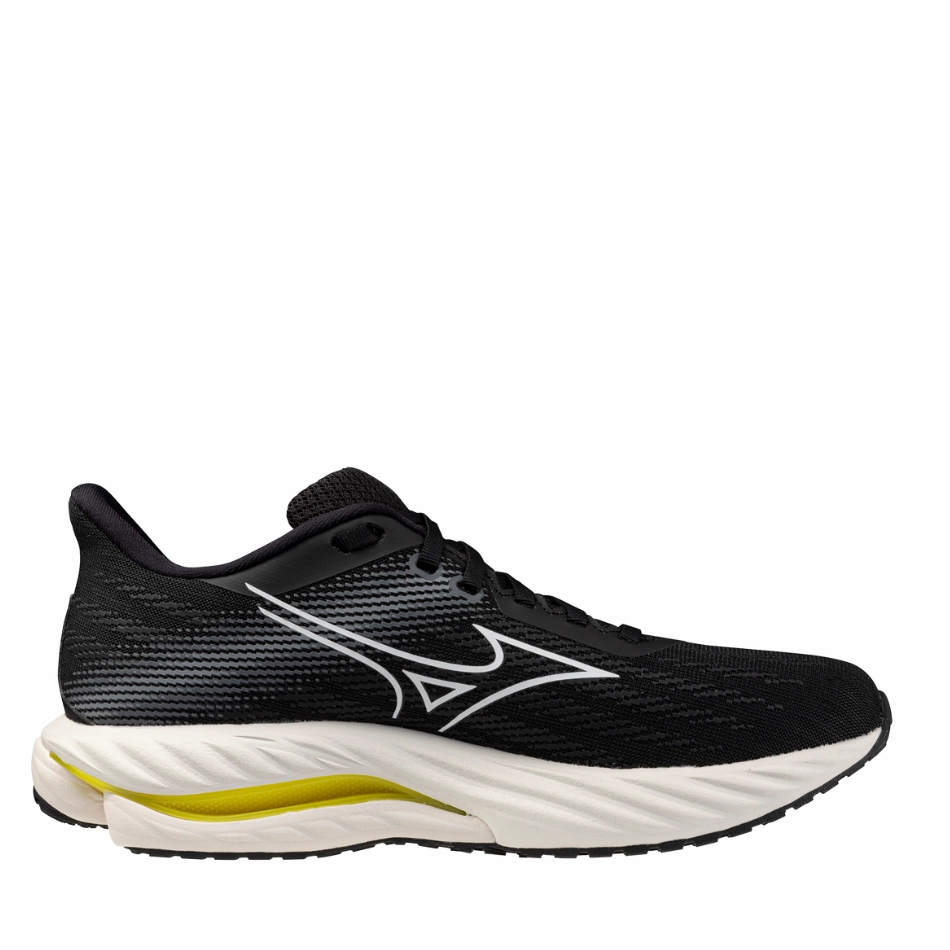 Mizuno Women's Wave Inspire 21 Running Shoes in Black/White/Vibrant Yellow AW25 jogging shoes