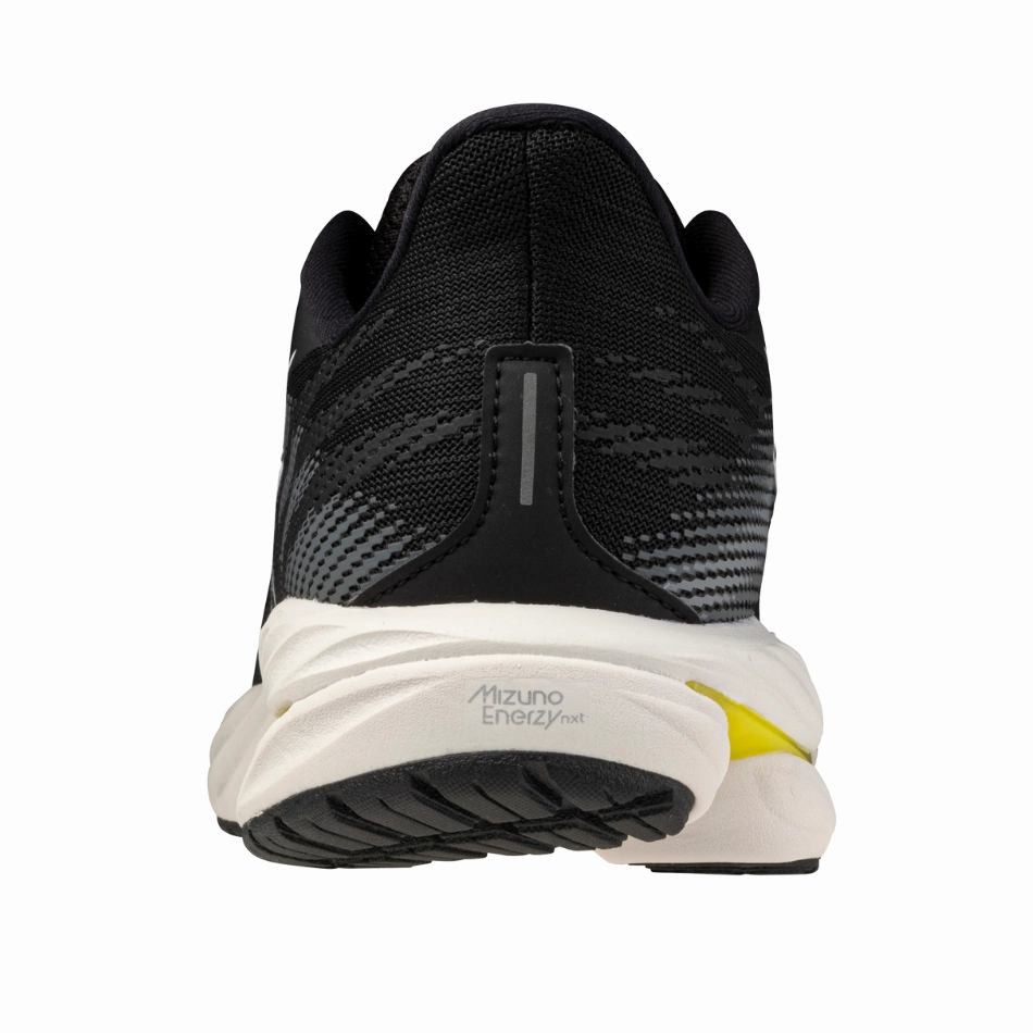 Mizuno Women's Wave Inspire 21 Running Shoes in Black/White/Vibrant Yellow AW25 Flexible Plate Contoured Arch Bridge