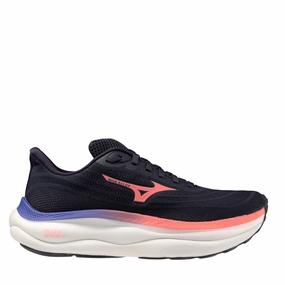 adjustable - strap Mizuno Women's Wave Sky 9 Running Shoes in Odyssey Gray/Striking Coral/Iris Bloom AW25
