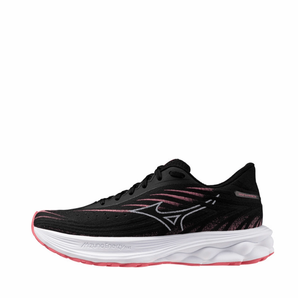 Full Range Mizuno Women's Wave Skyrise 6 Running Shoes in Black/Camellia Rose SS25