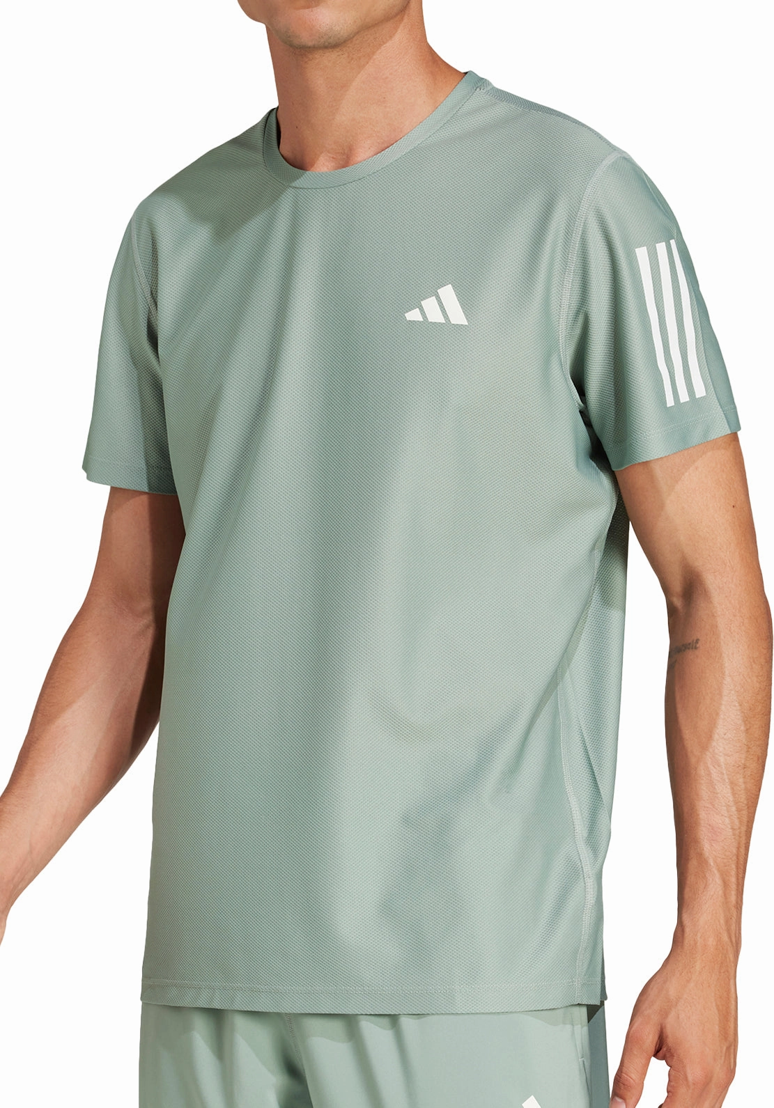 adidas Own The Run Short Sleeve Mens Running Top - Green Yoga class Relaxed Comfort Wear
