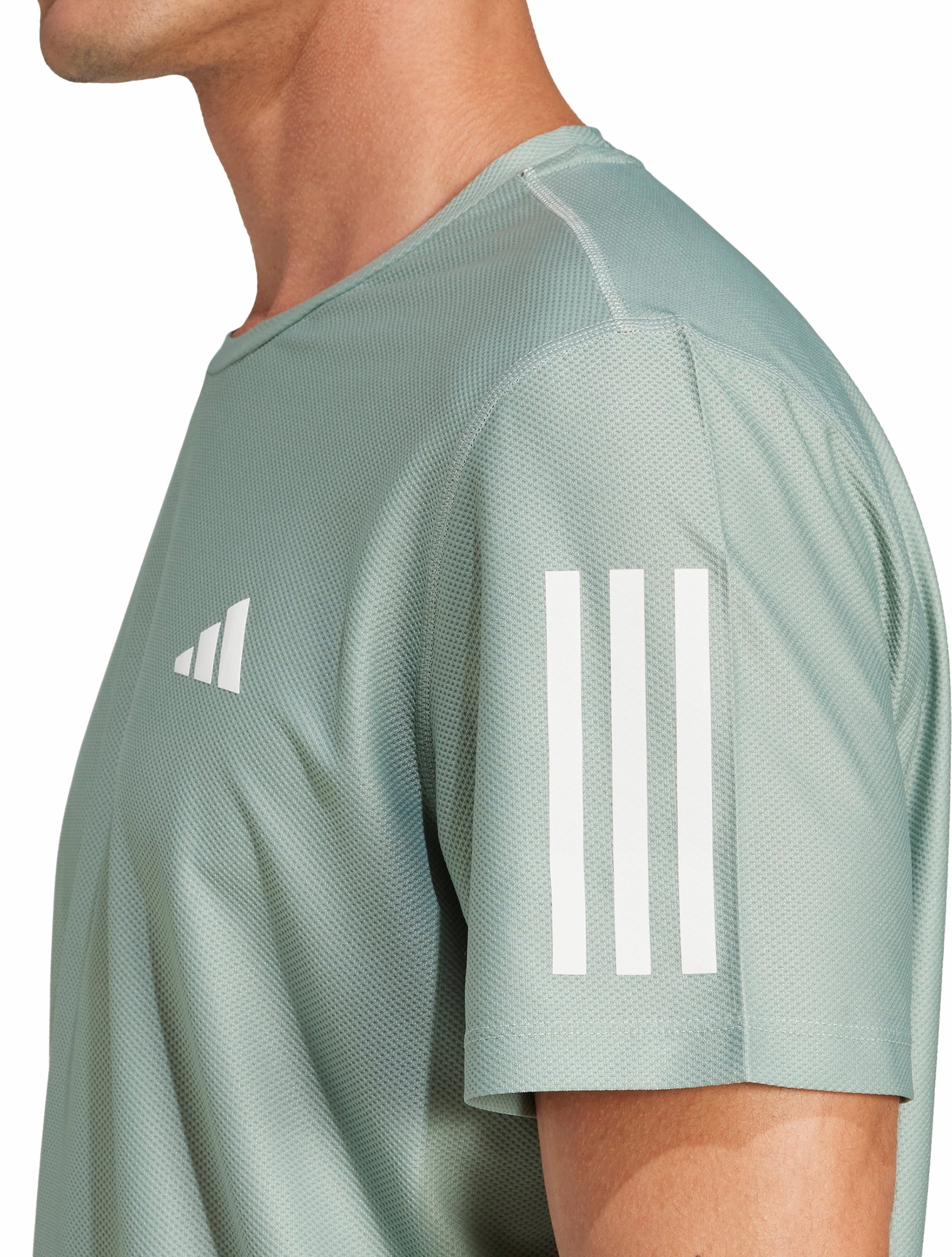 Layered Neckline adidas Own The Run Short Sleeve Mens Running Top - Green