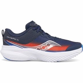 Saucony Kinvara 14 LTT Junior Running Shoes - Navy Breathable Knit Upper