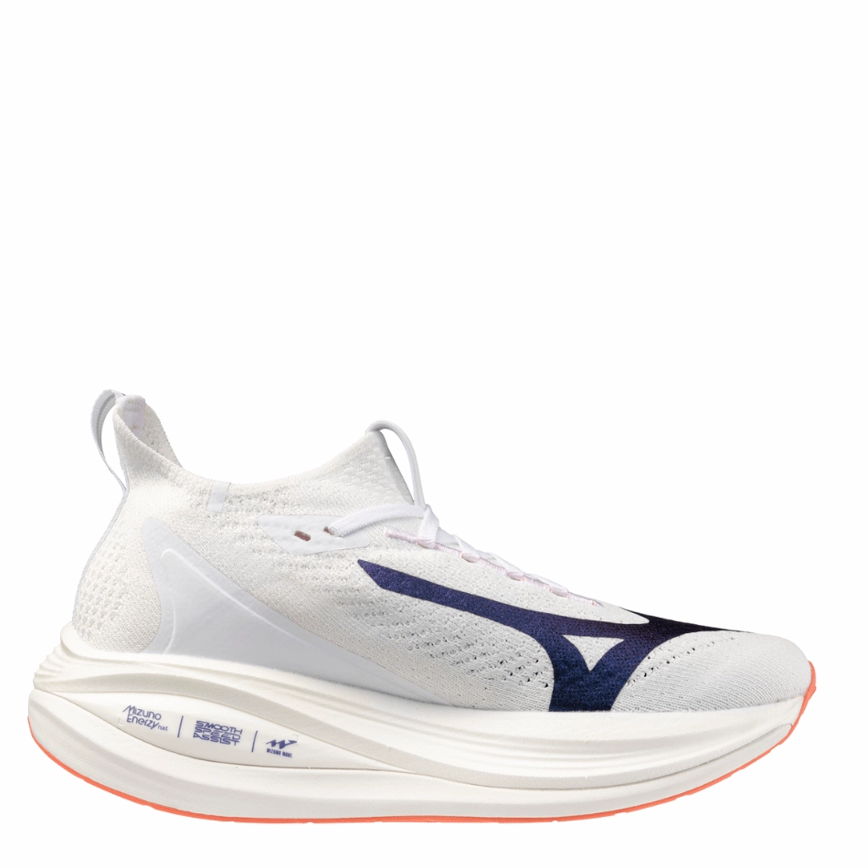 Soft Interior Lining Mizuno Women's Neo Vista 2 Running Shoes in White/Striking Coral/Iris Bloom AW25