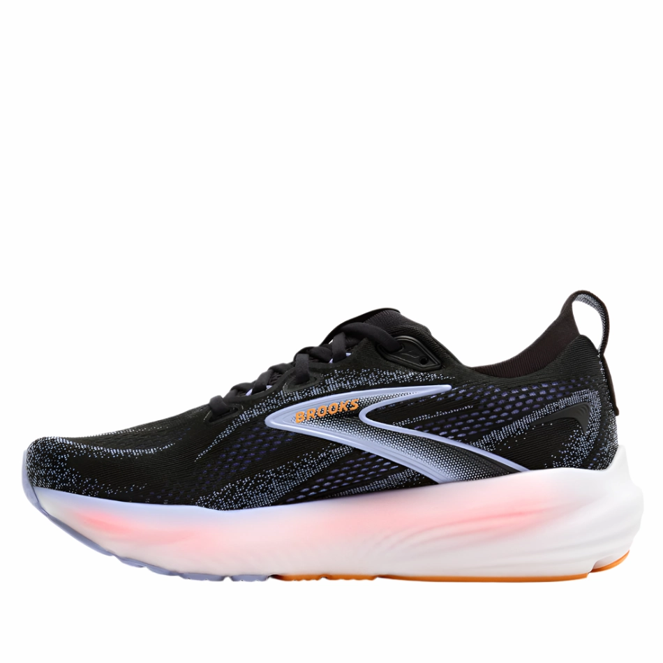 Anti Slip Feature Brooks Women's Glycerin 22 Running Shoes in Black/Blue Heron/Orange AW25