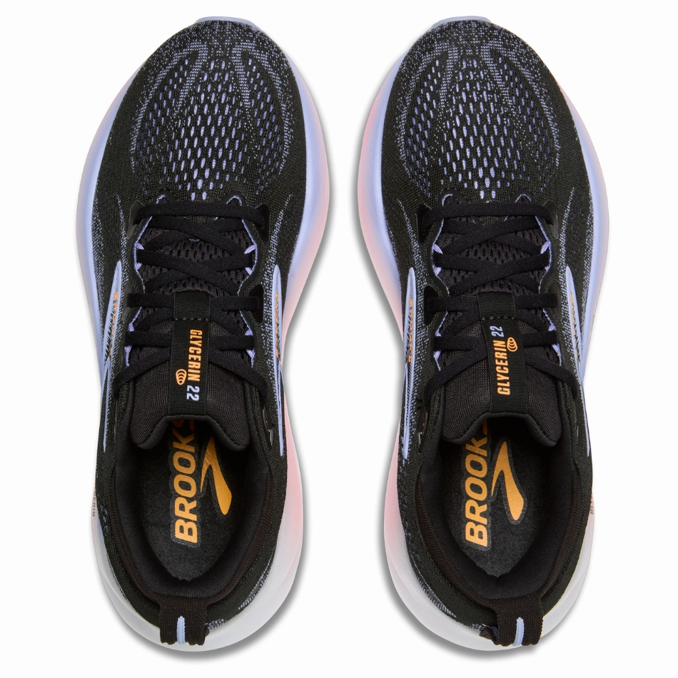 weekend warrior Humid Weather Running Brooks Women's Glycerin 22 Running Shoes in Black/Blue Heron/Orange AW25