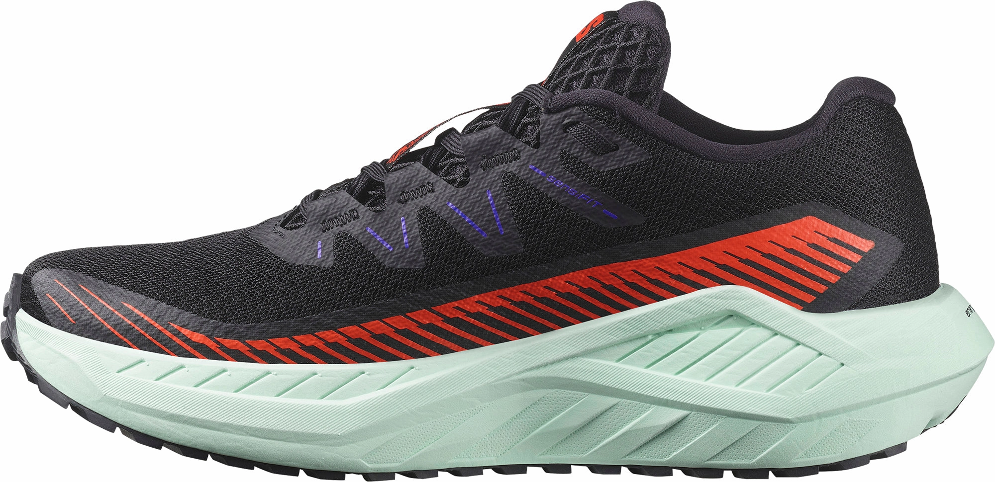 Blown Rubber Outsole Pressure Relief Grooves Salomon DRX DEFY GRVL Womens Trail Running Shoes - Black