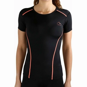 OversizedSilhouette Reinforced Shoulders More Mile Compression Short Sleeve Womens Top - Black