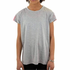 More Mile Girls Cap Short Sleeve Training Top - Grey Light Stretch Streetwear