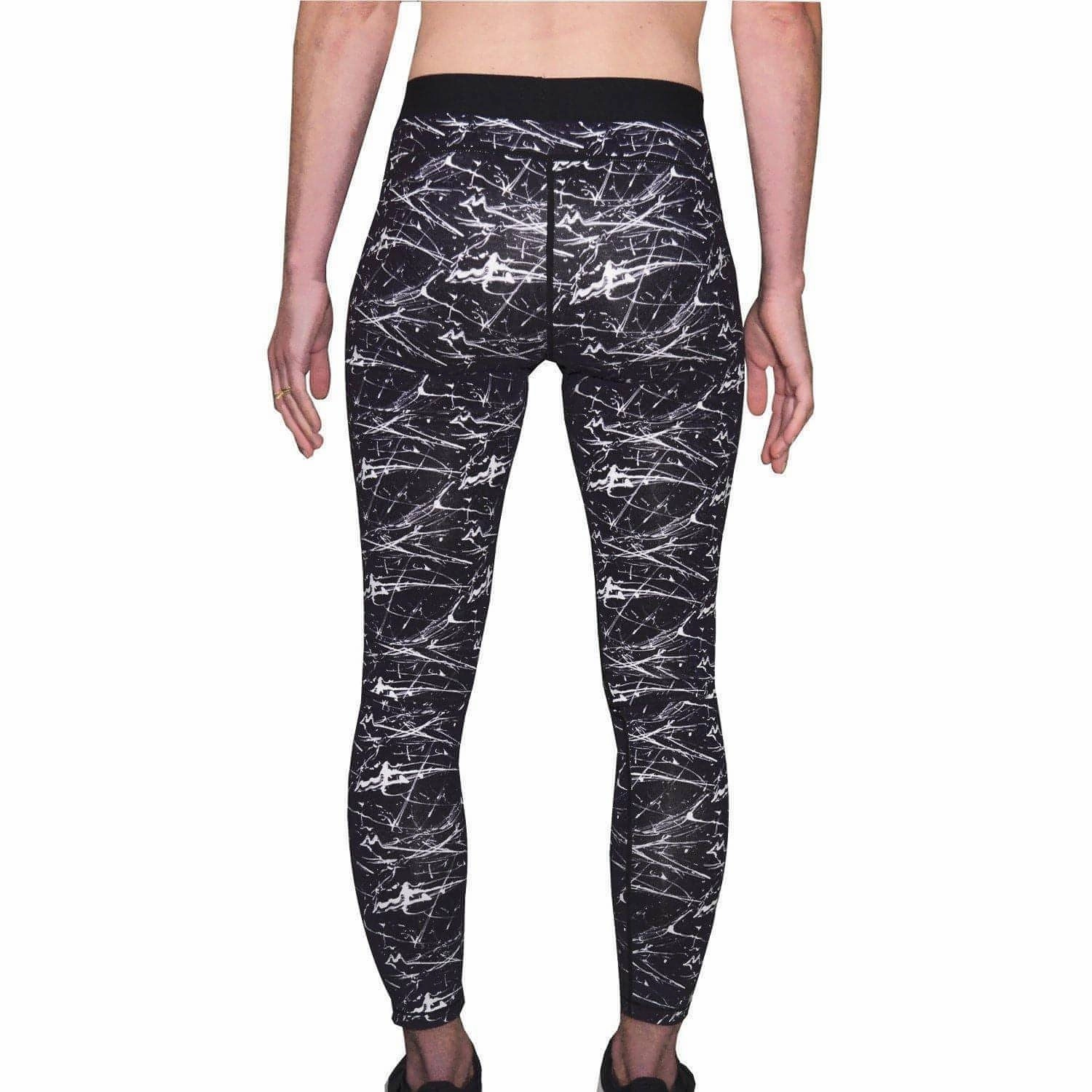 Home Lounge Thermal Warm More Mile Go For It Printed Womens Long Running Tights - Black