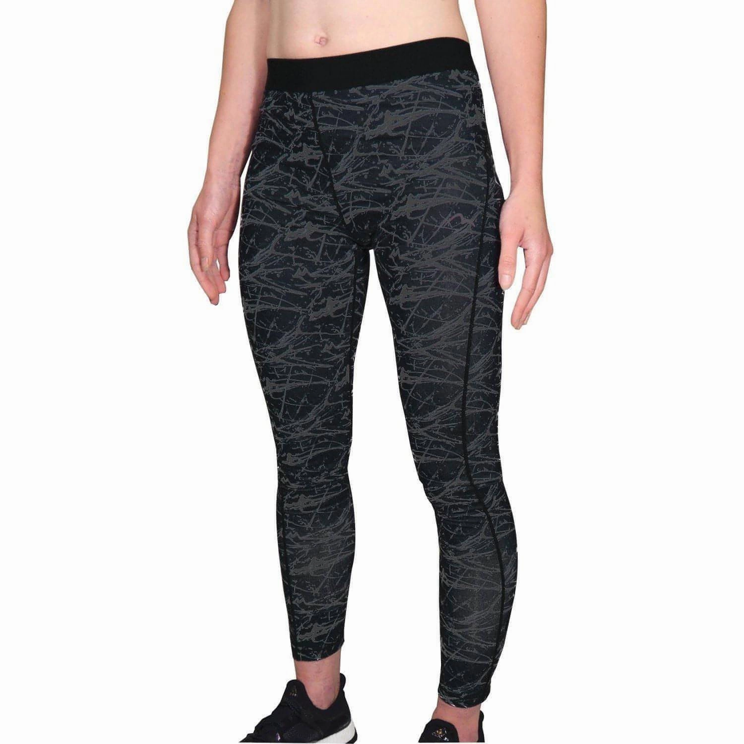 Fit Boost More Mile Go For It Printed Womens Long Running Tights - Black