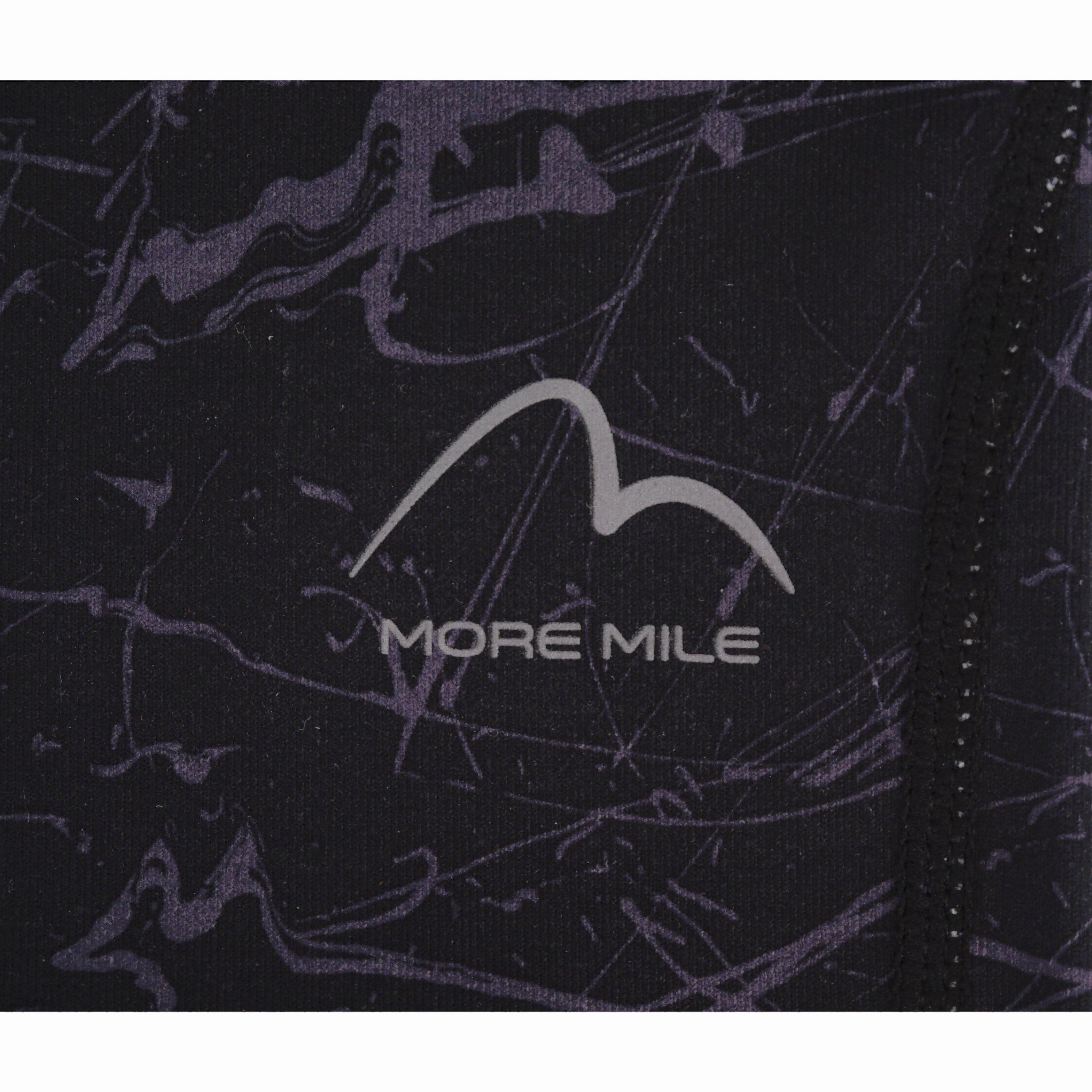 More Mile Go For It Printed Womens Long Running Tights - Black Breathable Wear Fit Sleek Form