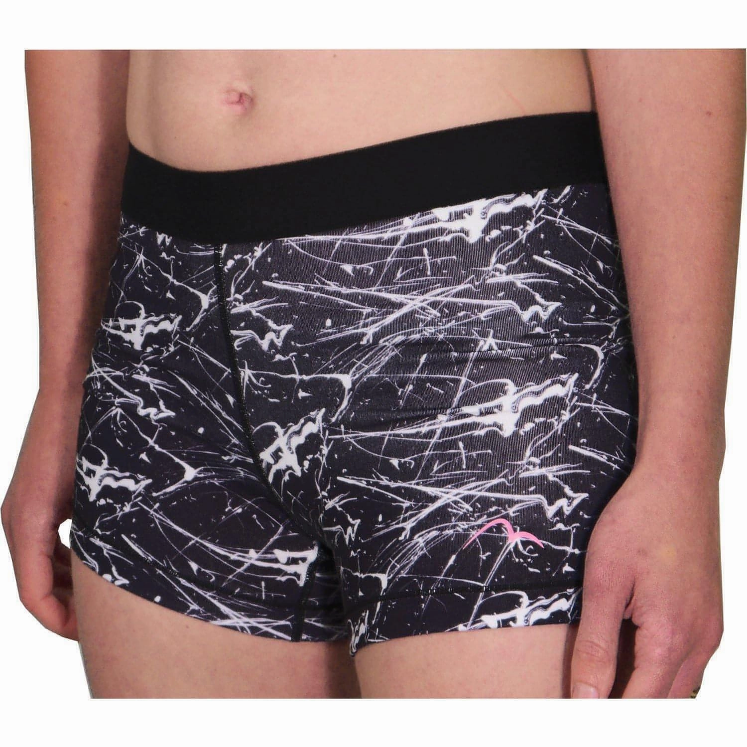 moisture - wicking Simple Mood More Mile Go For It Printed Womens Short Running Tights - Black