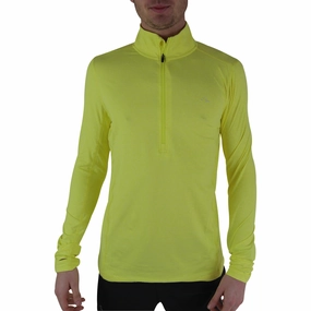 Buttoned More Mile Half Zip Long Sleeve Mens Running Top - Yellow