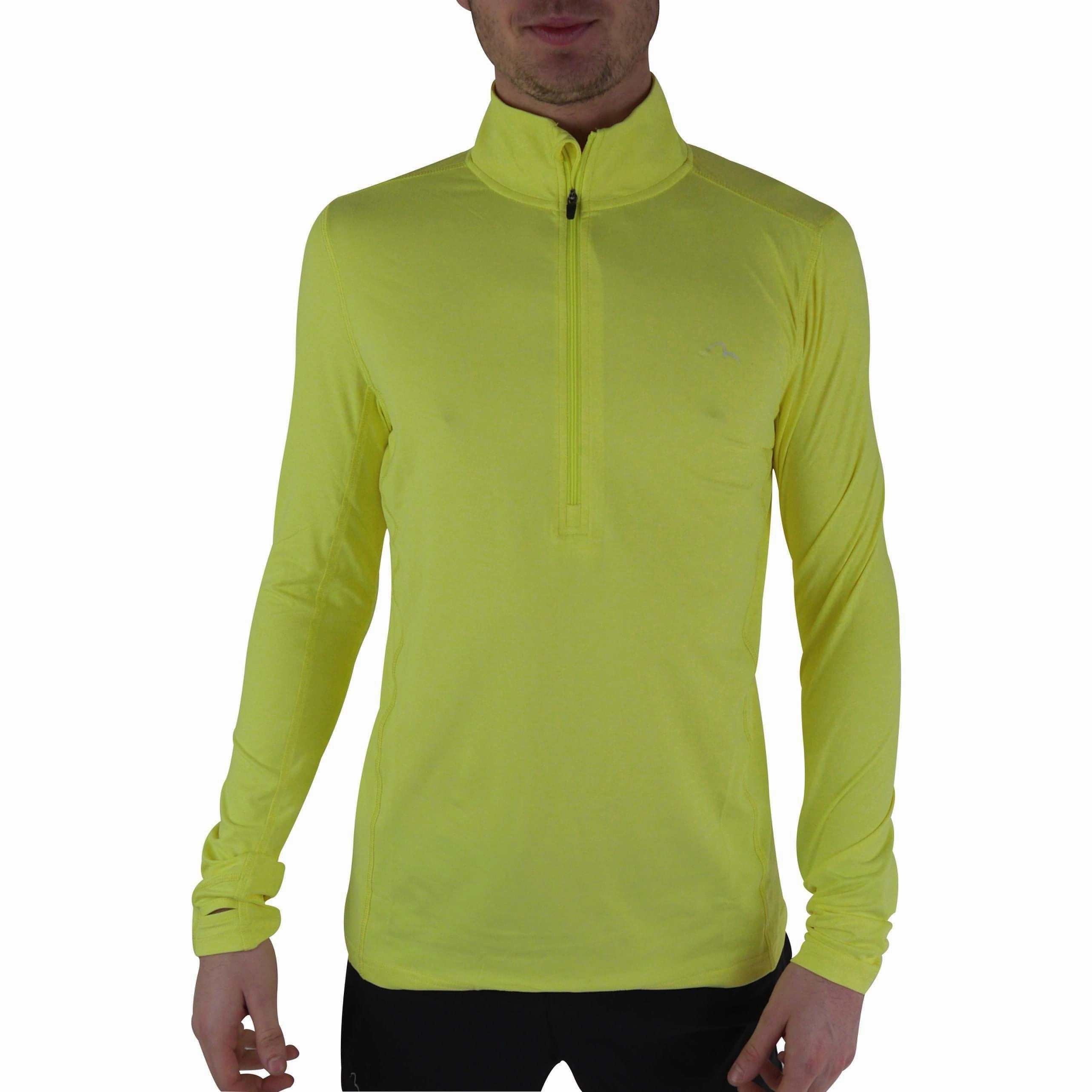 Buttoned More Mile Half Zip Long Sleeve Mens Running Top - Yellow