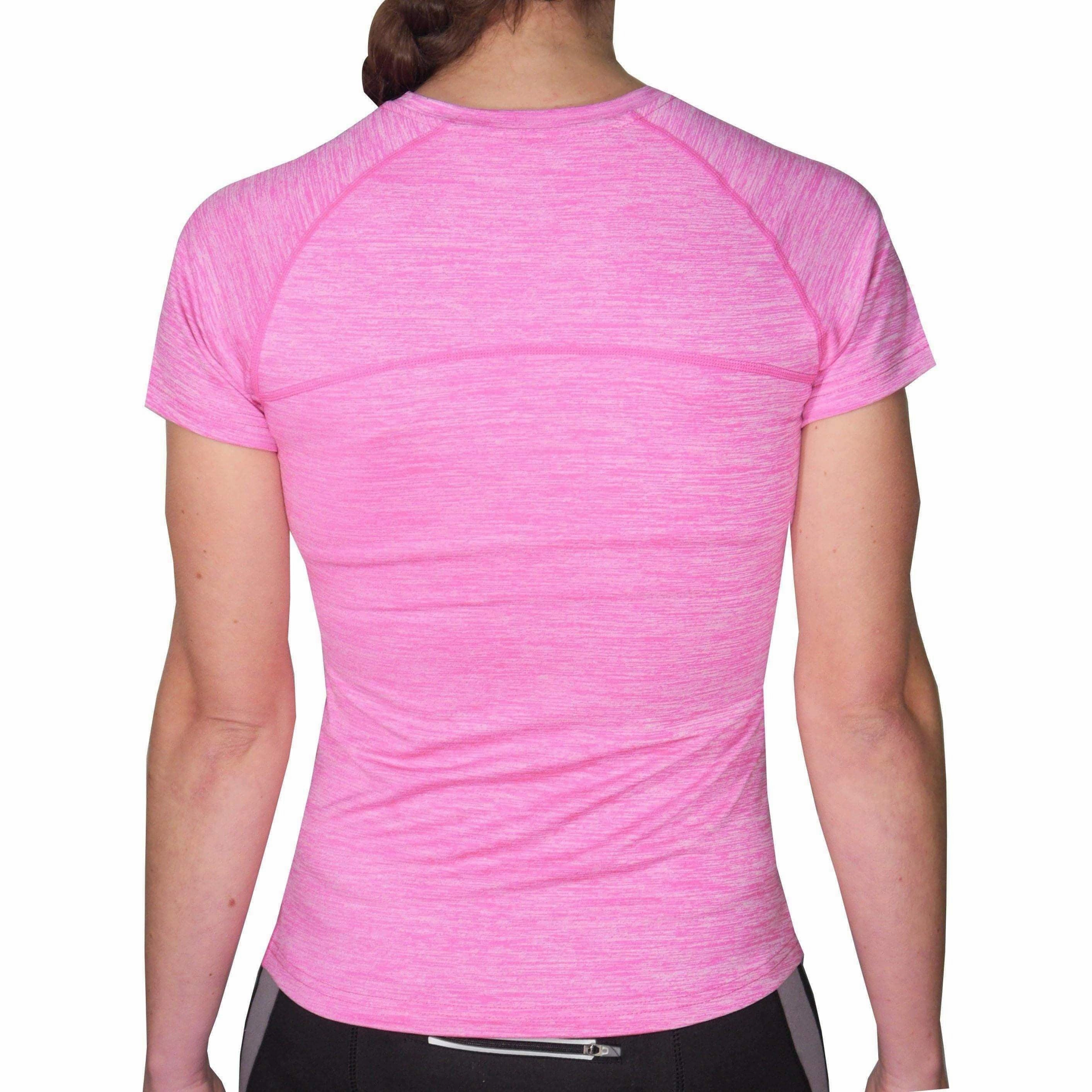 More Mile Heather Short Sleeve Girls Running Top - Pink Seasonal Layering Casual Chic Look