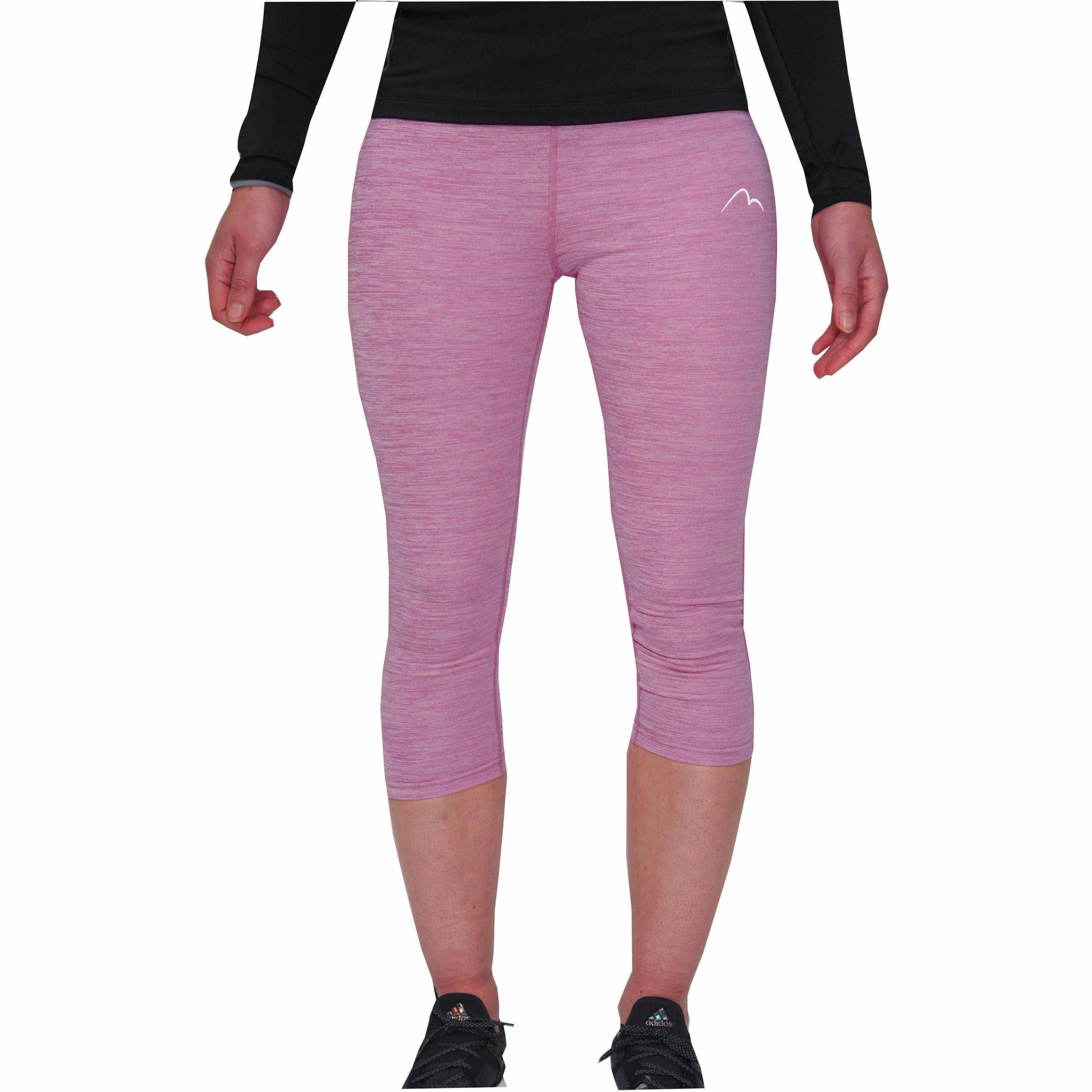 Stretch Form More Mile Heather Womens 3/4 Capri Running Tights - Pink