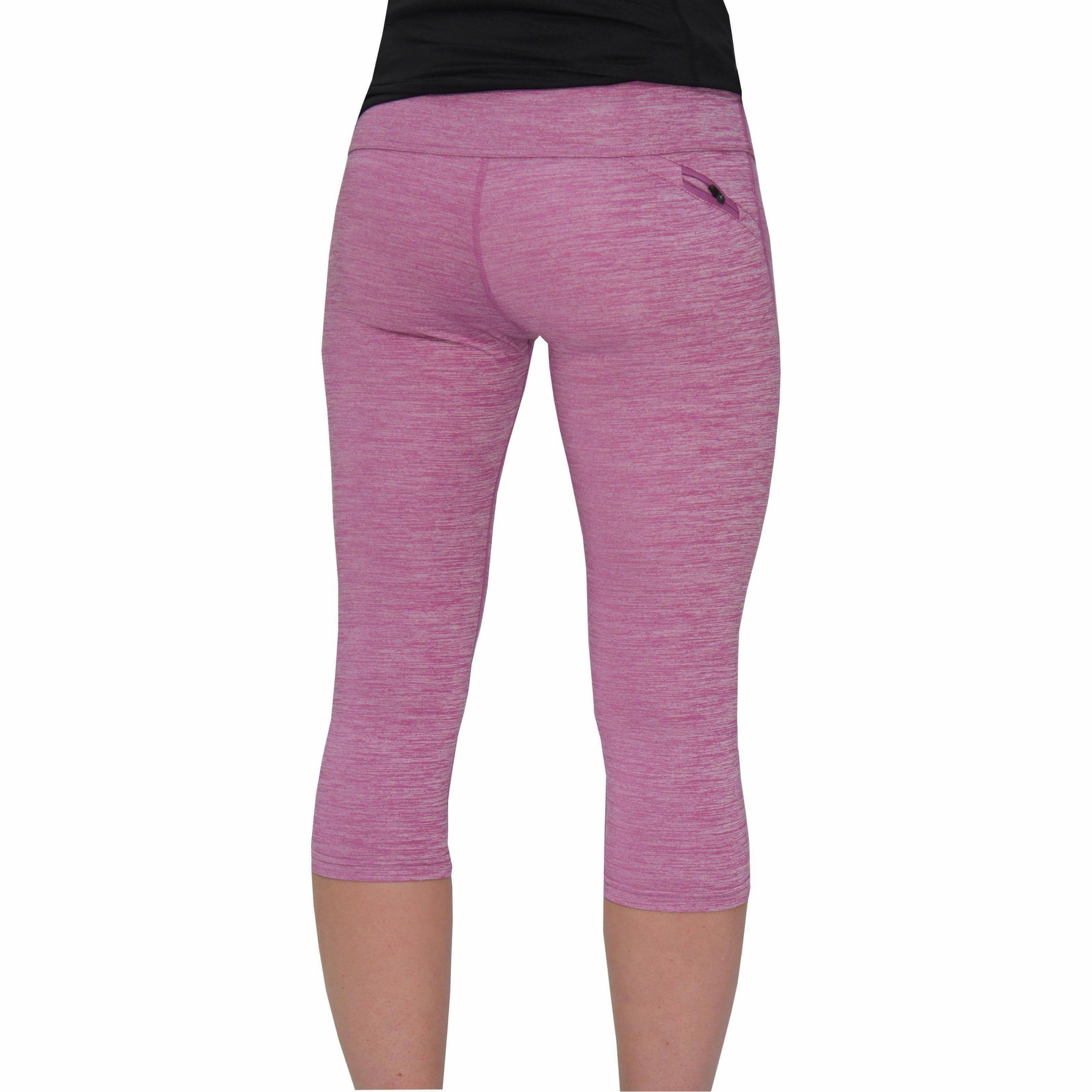Active Comfort Wear More Mile Heather Womens 3/4 Capri Running Tights - Pink