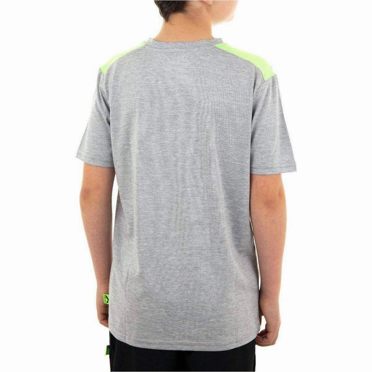 More Mile Marl Boys Short Sleeve Running Top - Grey High Density Weave