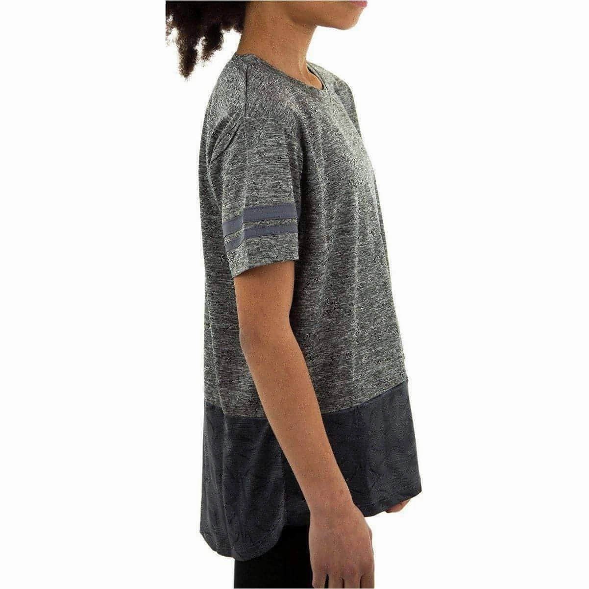 Snag Resistant Surface Non Shrink Material More Mile Marl Girls Short Sleeve Training Top - Grey