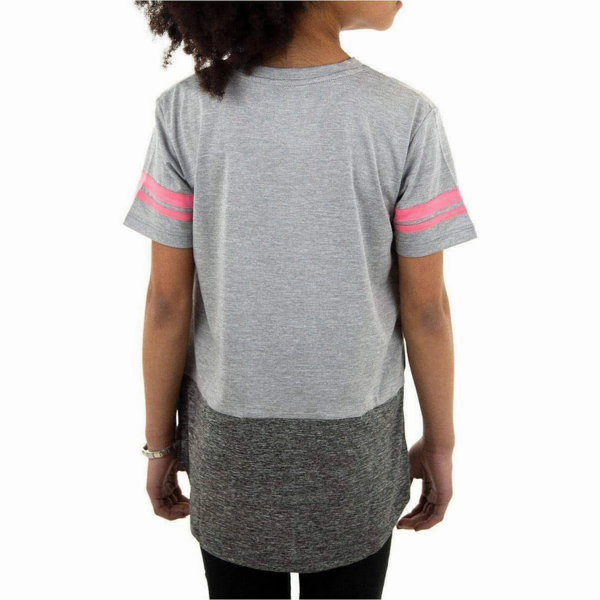 High Density Fabric More Mile Marl Girls Short Sleeve Training Top - Grey