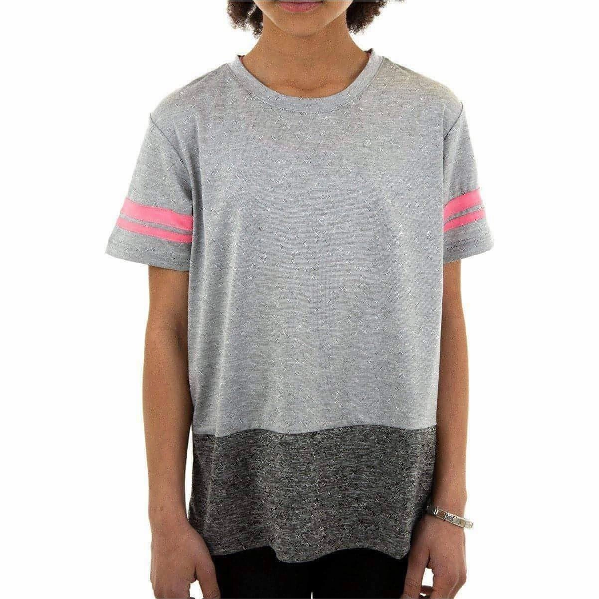 More Mile Marl Girls Short Sleeve Training Top - Grey Regular Fit