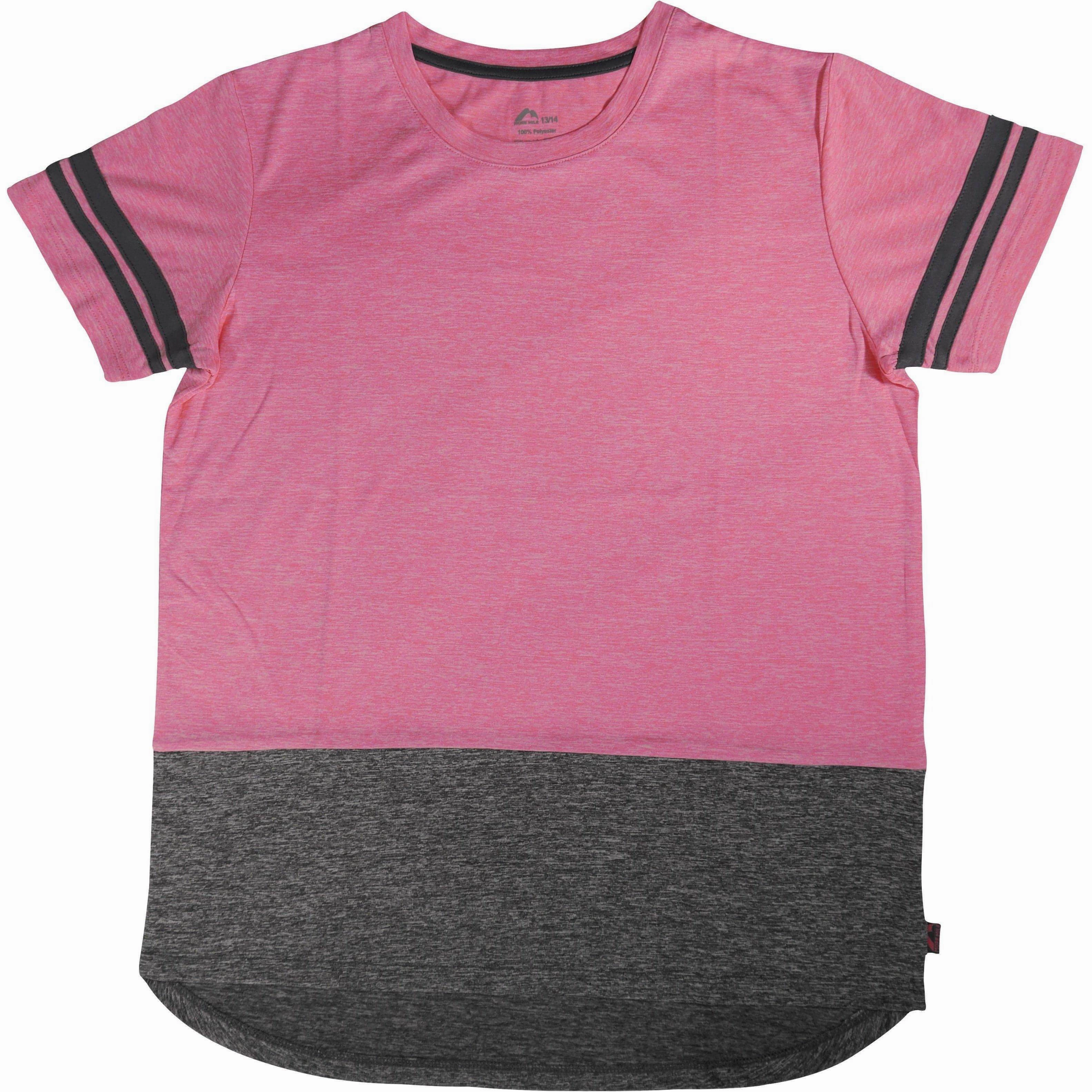 More Mile Marl Girls Short Sleeve Training Top - Pink Lightweight Wear Active Comfort
