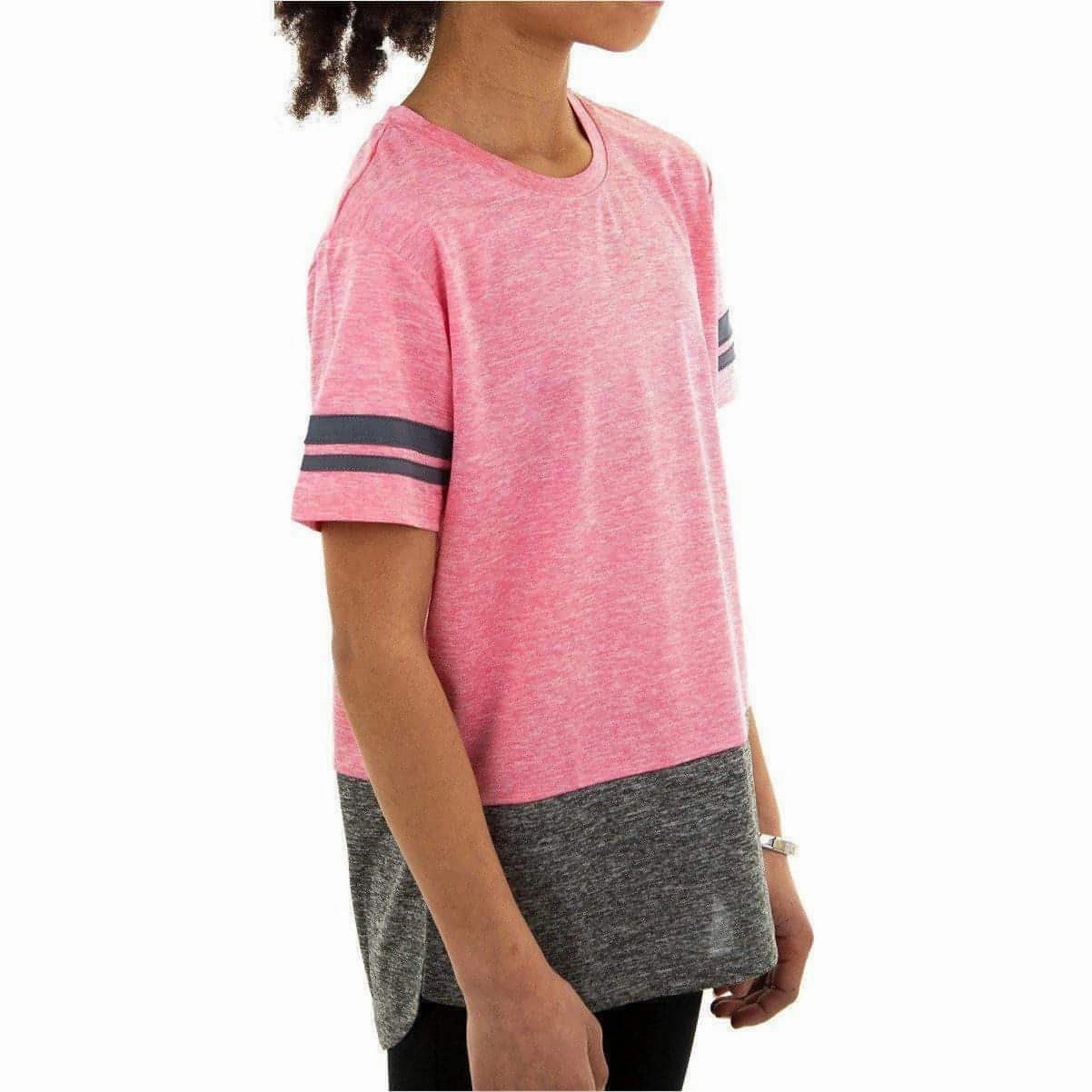 Chic and Cozy More Mile Marl Girls Short Sleeve Training Top - Pink