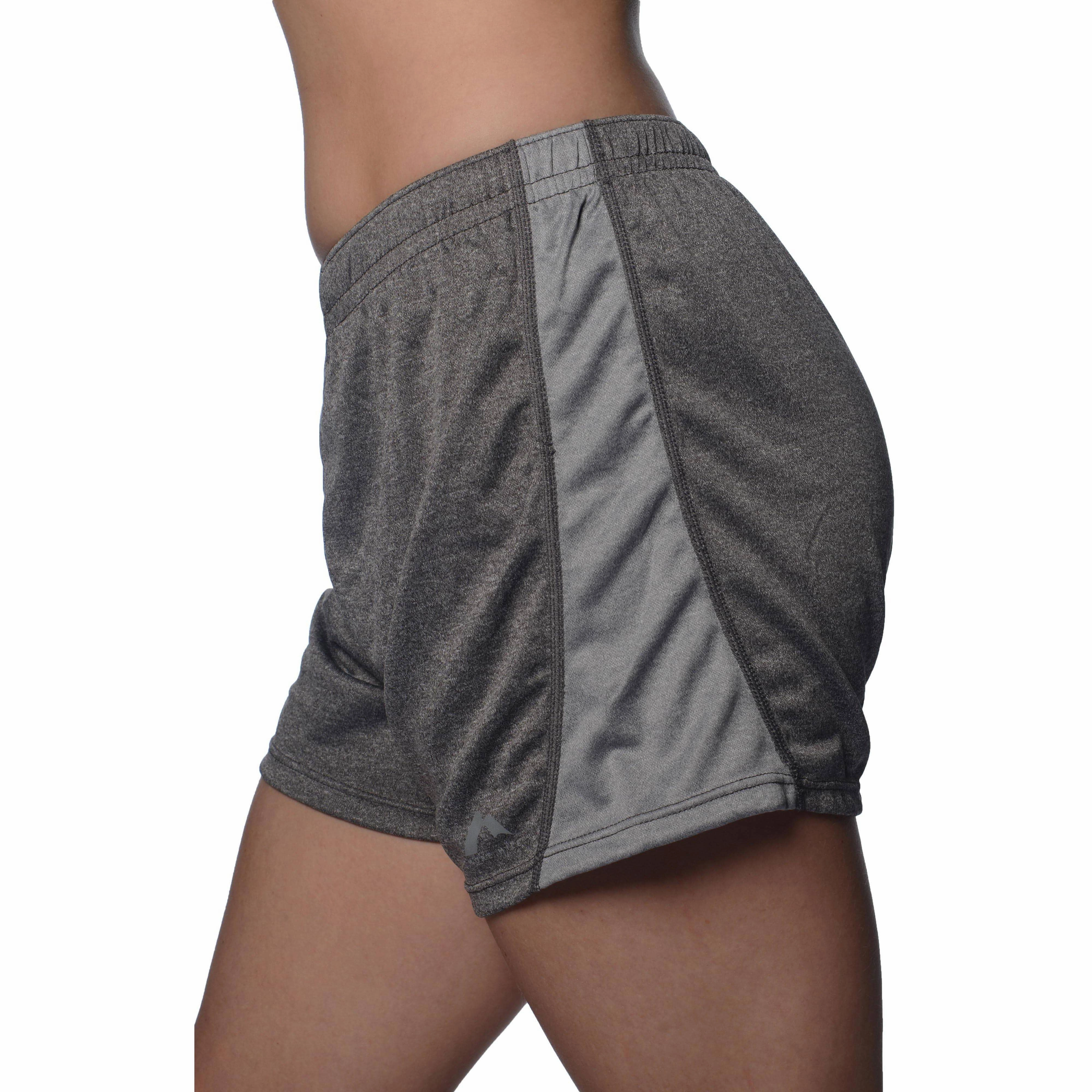Layered Protection System Athletic Cut More Mile Marl Jersey Womens Training Shorts - Grey