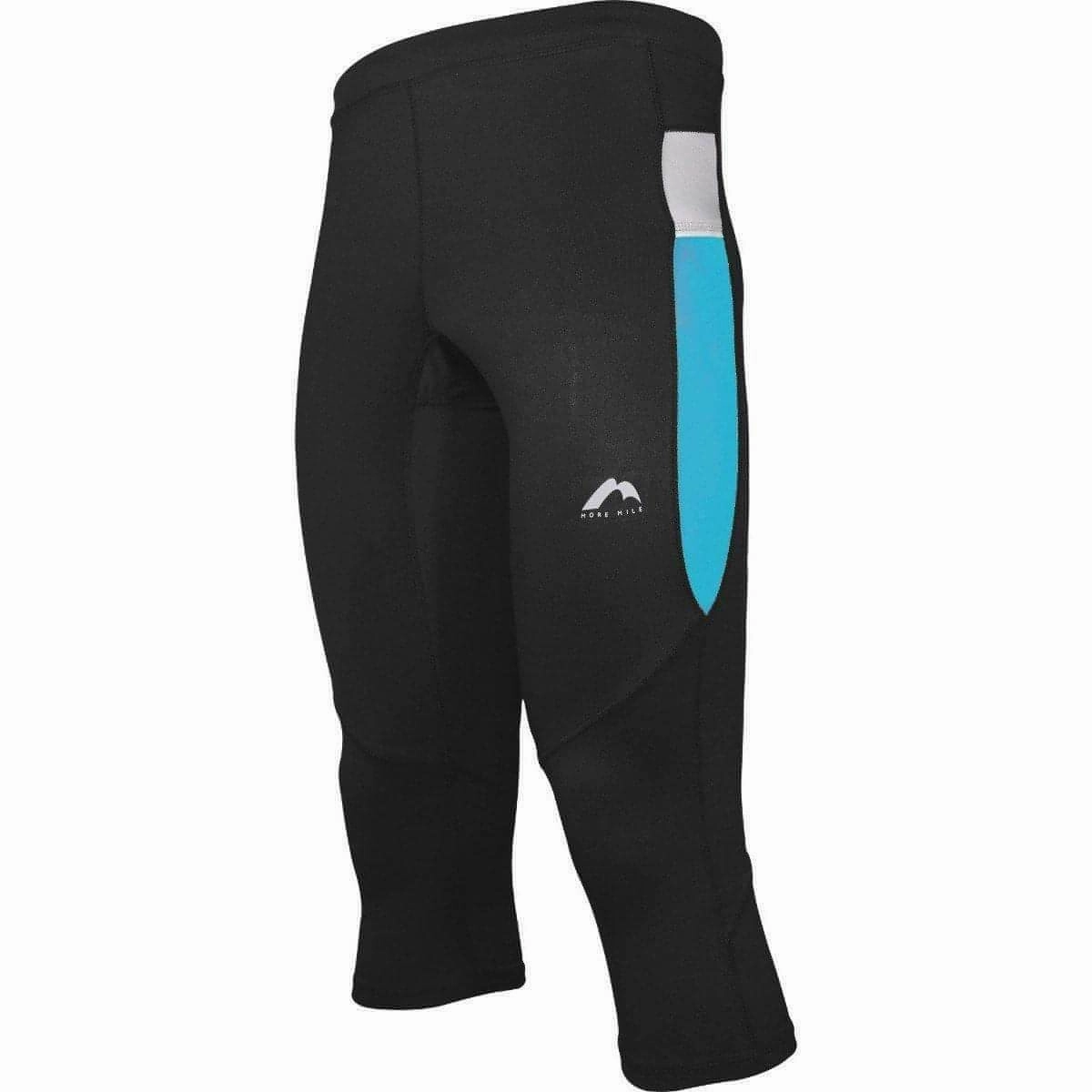Body Shaping Beginner Level Breathable and Soft More Mile More-Tech Mens 3/4 Capri Running Tights - Black