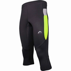 Relaxed Comfort Fit Athletic Wear More Mile More-Tech Mens 3/4 Capri Running Tights - Black
