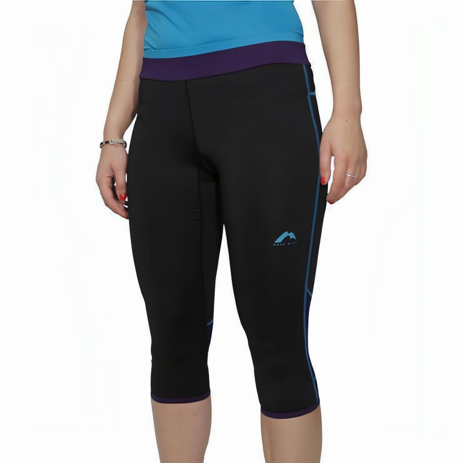 Petite Size Work Commute More Mile Prime Womens 3/4 Capri Running Tights - Black