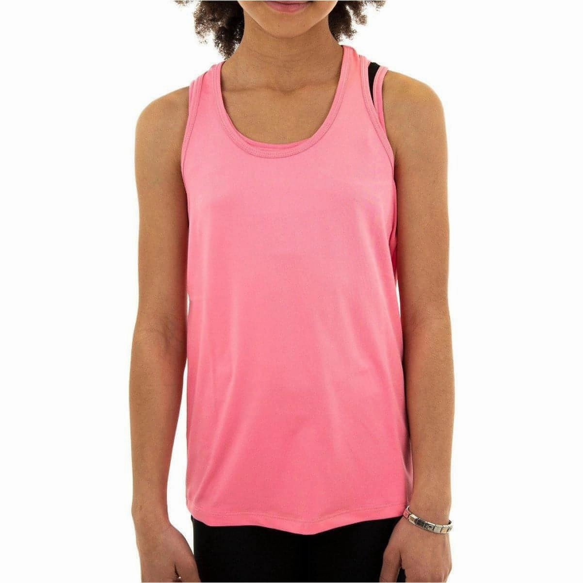 More Mile Racer Back Girls Running Vest - Pink radius