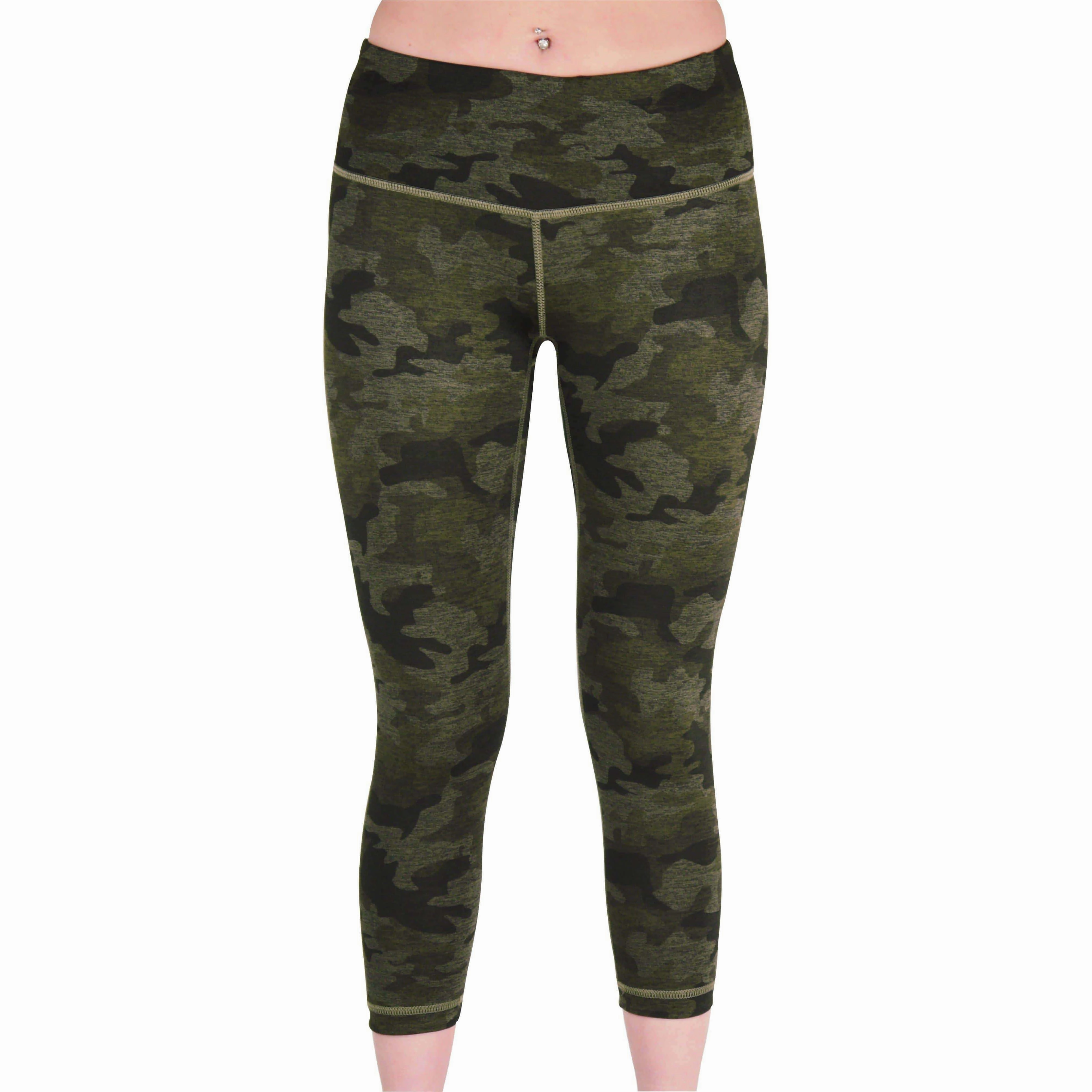 For Kids Yoga Class More Mile Reversible Graphic Womens 3/4 Capri Running Tights - Green