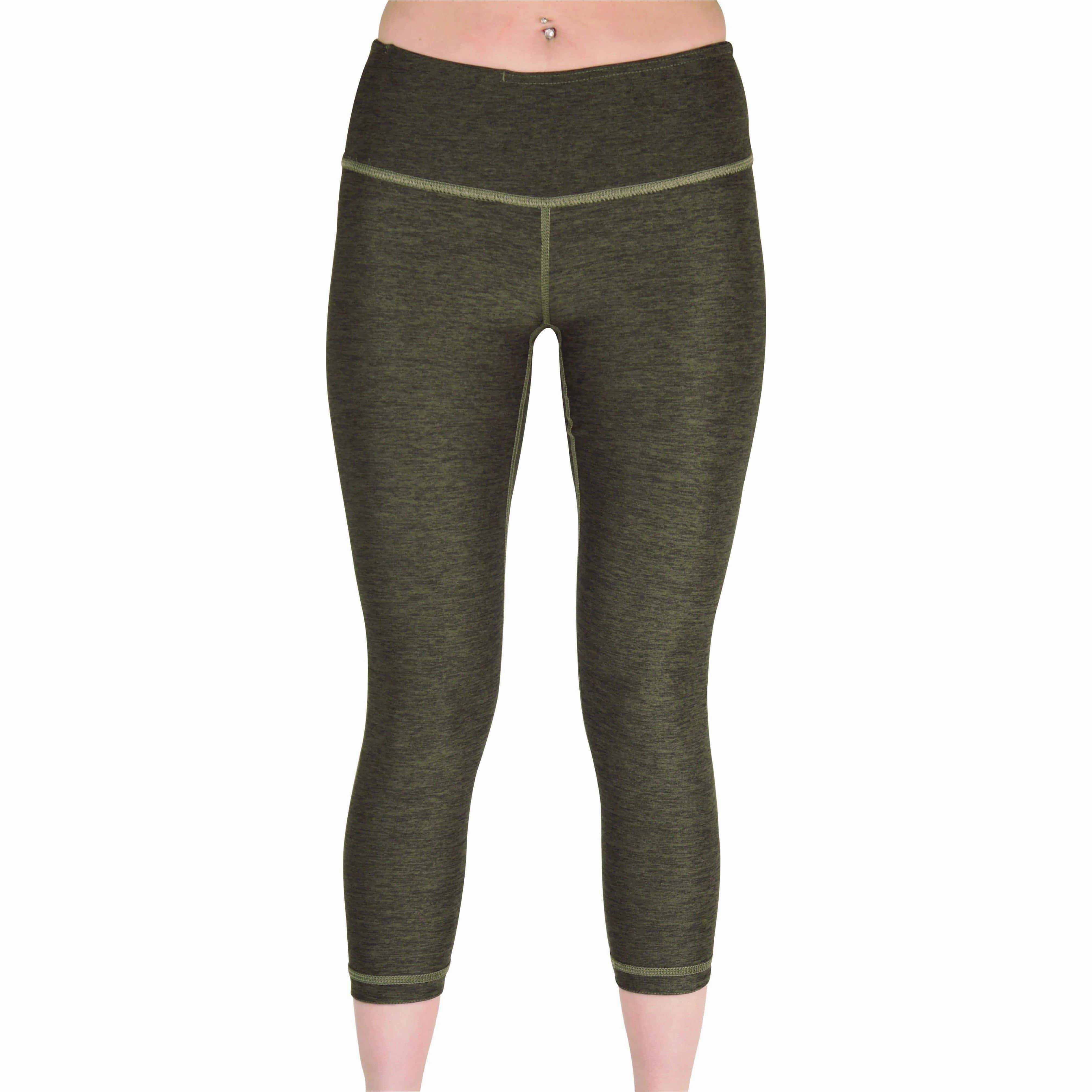 More Mile Reversible Graphic Womens 3/4 Capri Running Tights - Green Postpartum Fit Summer Wear