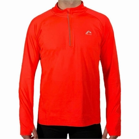 Durable Hem Finishing Socks More Mile Vivid Half Zip Long Sleeve Mens Running Top - Orange
