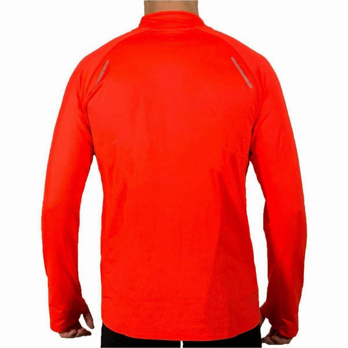 Buttoned More Mile Vivid Half Zip Long Sleeve Mens Running Top - Orange
