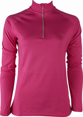 Nurse Mix - and - Match More Mile Vivid Half Zip Long Sleeve Womens Running Top - Pink