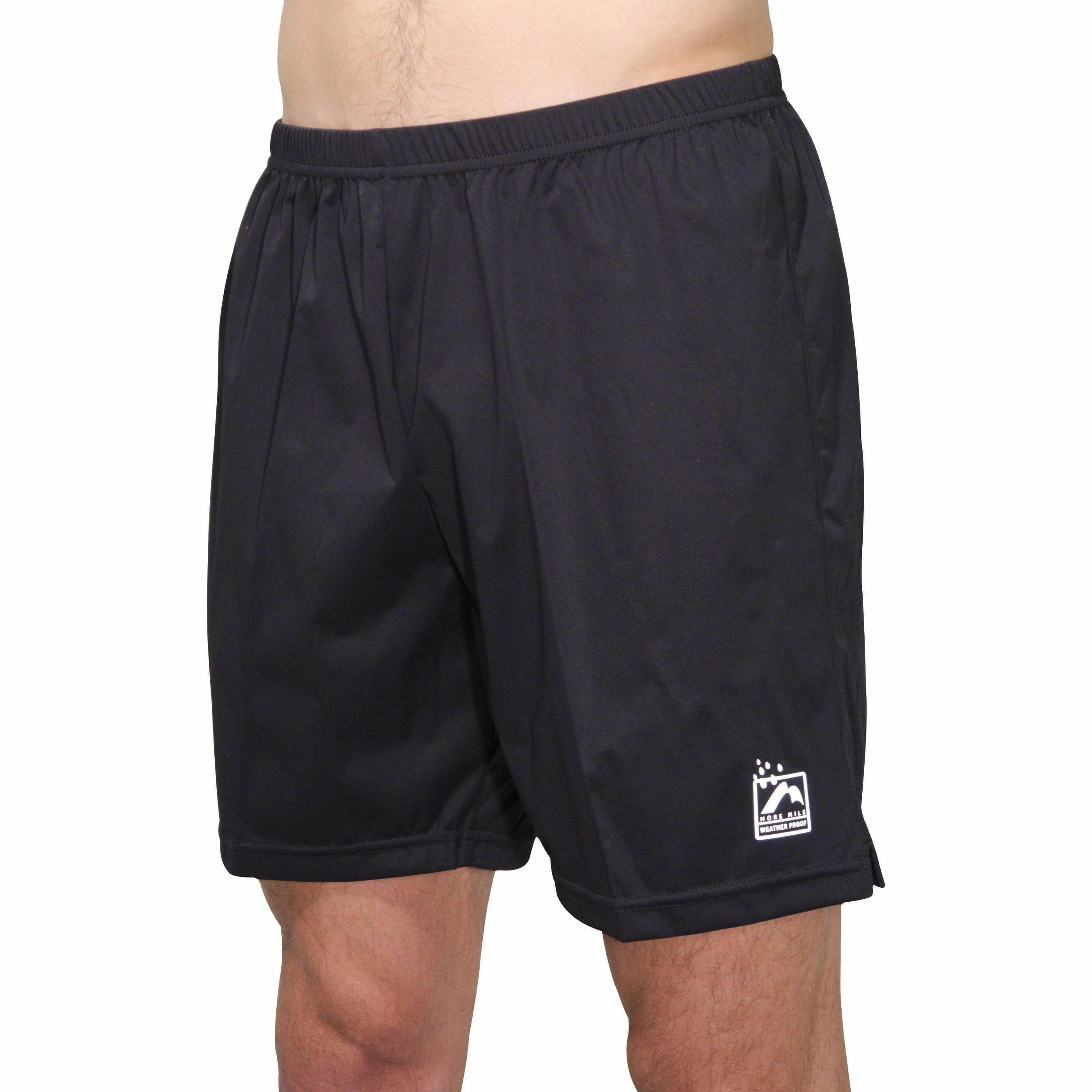 More Mile Weather Proof Mens Running Shorts - Black No Slip Waistband