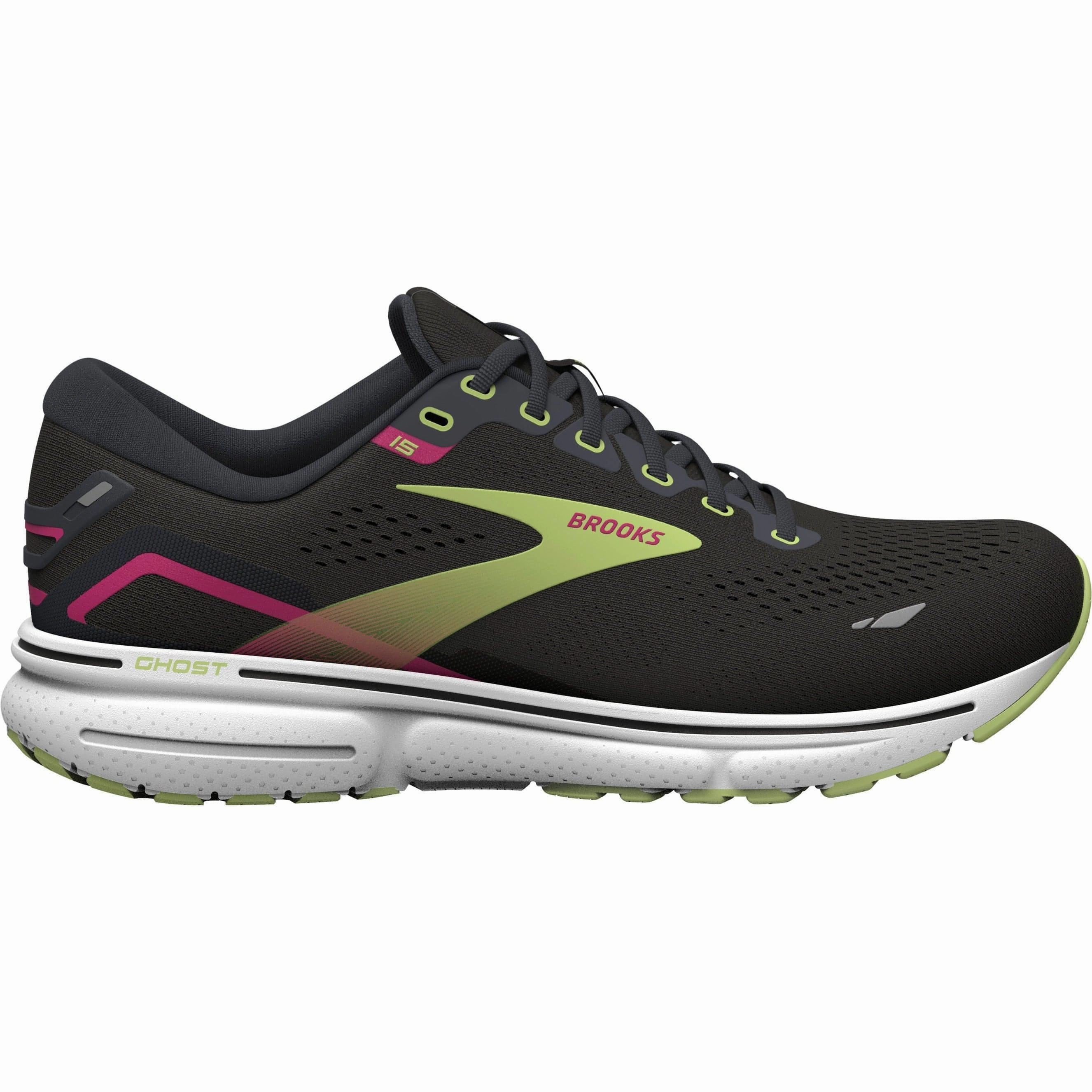 Brooks Ghost 15 Womens Running Shoes - Black Comfortable Back Minimalist Construction