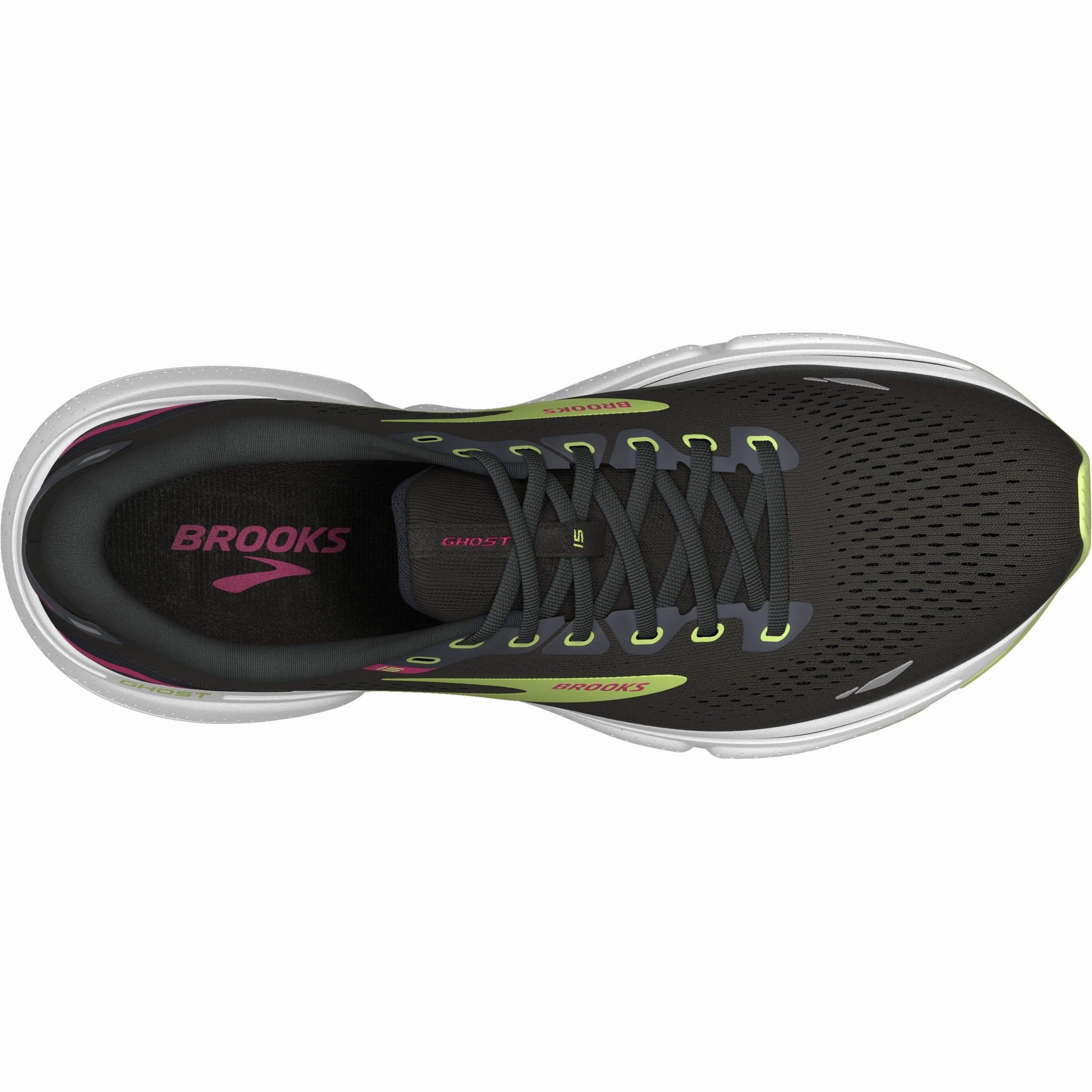 Brooks Ghost 15 Womens Running Shoes - Black High Top Look Slim Build