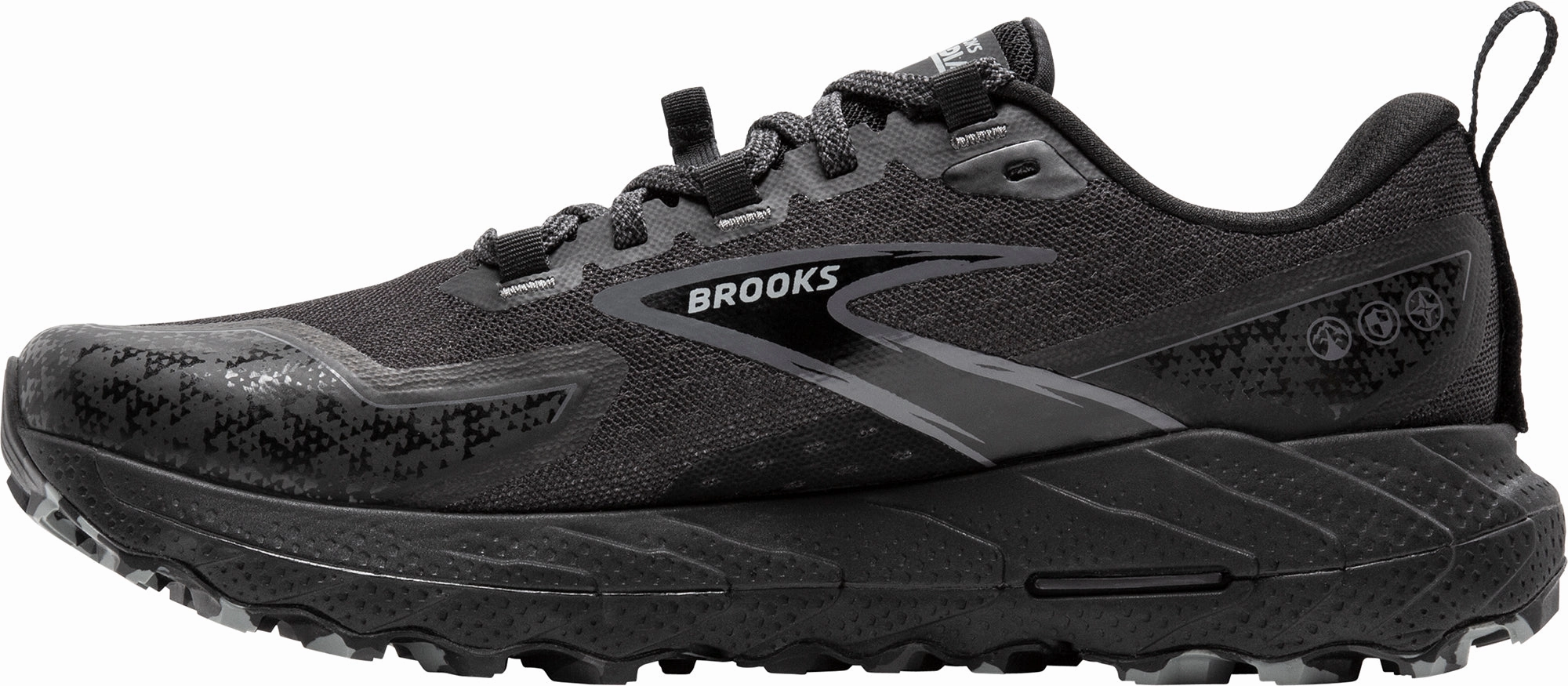 muted - colored running shoes Microtextured Grip Surface Brooks Cascadia 18 Mens Trail Running Shoes - Black