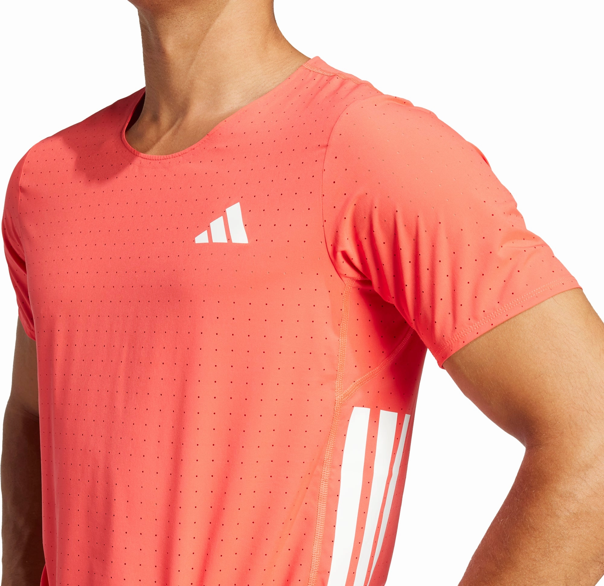 Easy Layering adidas Adizero Short Sleeve Mens Running Top - Red