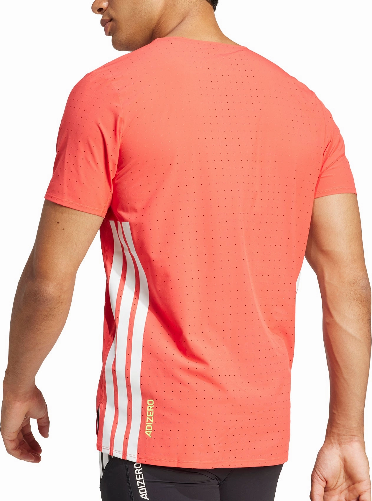 adidas Adizero Short Sleeve Mens Running Top - Red Abstract print