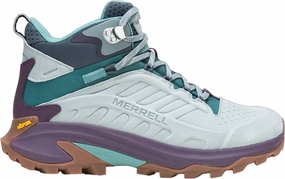 Merrell Moab Speed 2 Leather Mid Waterproof Womens Walking Boots - Blue Secure Traction