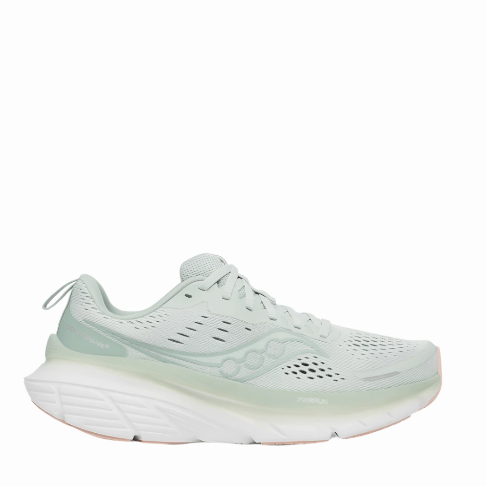 gym-goer Stretch Lace Cover Saucony Women's Guide 18 Running Shoes in Mist/Aloe AW25
